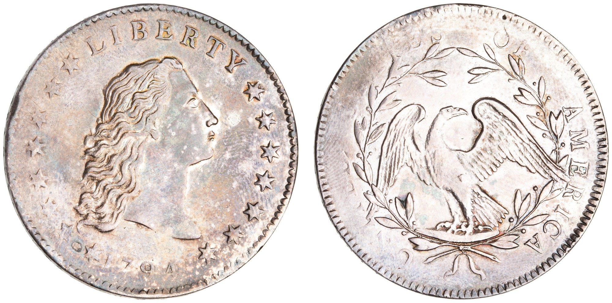 A counterfeit 1794 dollar catalogued as a fake by the American Numismatic Society