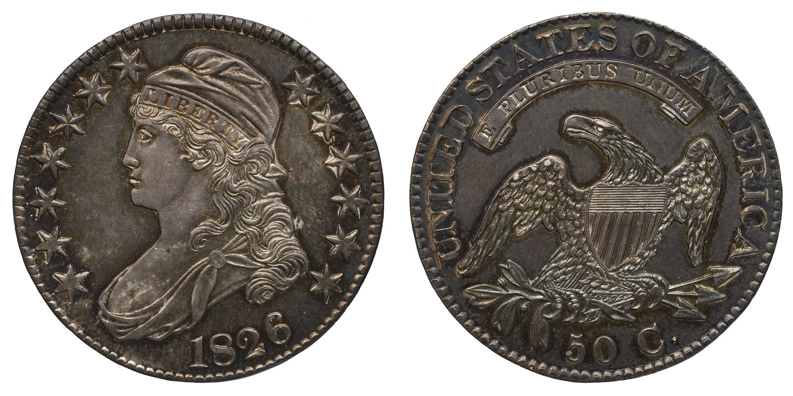 1826 early half dollars — obverse and reverse