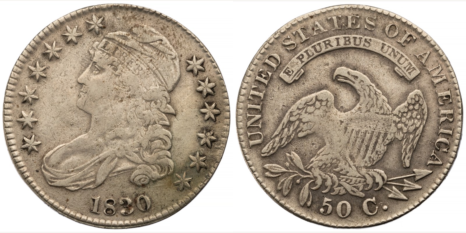 1830 early half dollars — obverse and reverse