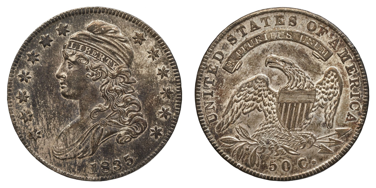 1835 early half dollars — obverse and reverse