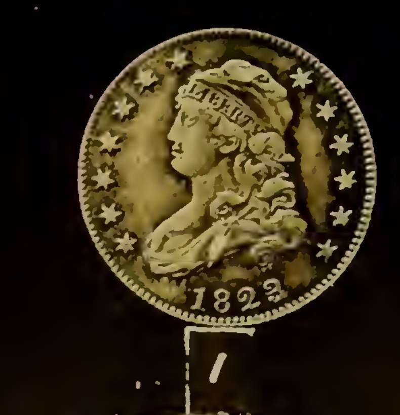 The 1822 cascade — 1823/2, 1824/2, 1825/2 — one year's dies, four years' coins — Browning 1925 plate figure