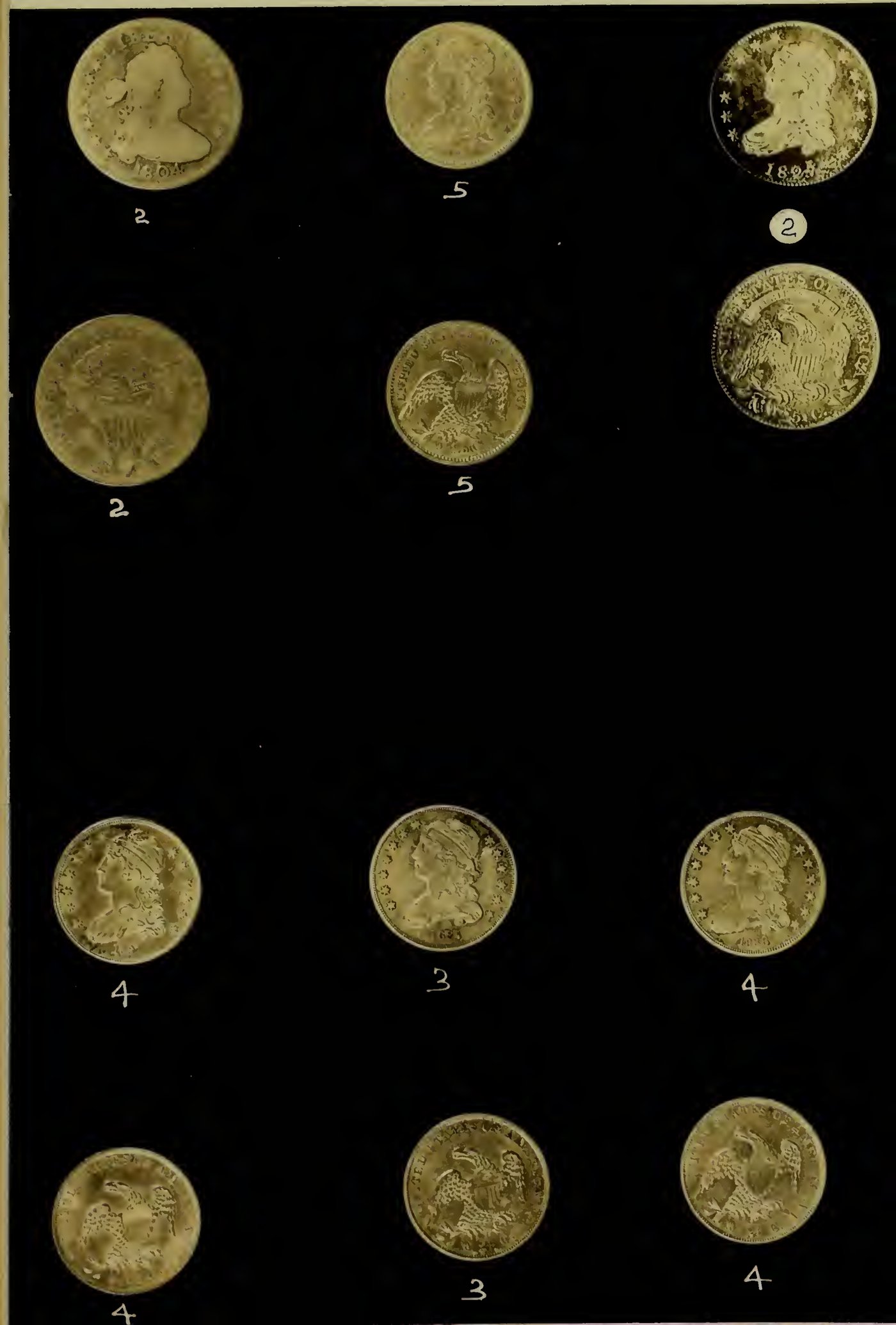 Browning 1925 Plate VIII — early quarter die varieties: The added plate — "a few recently discovered varieties made an eighth Plate necessary" — including 1804 No. 2 and 1805 No. 5
